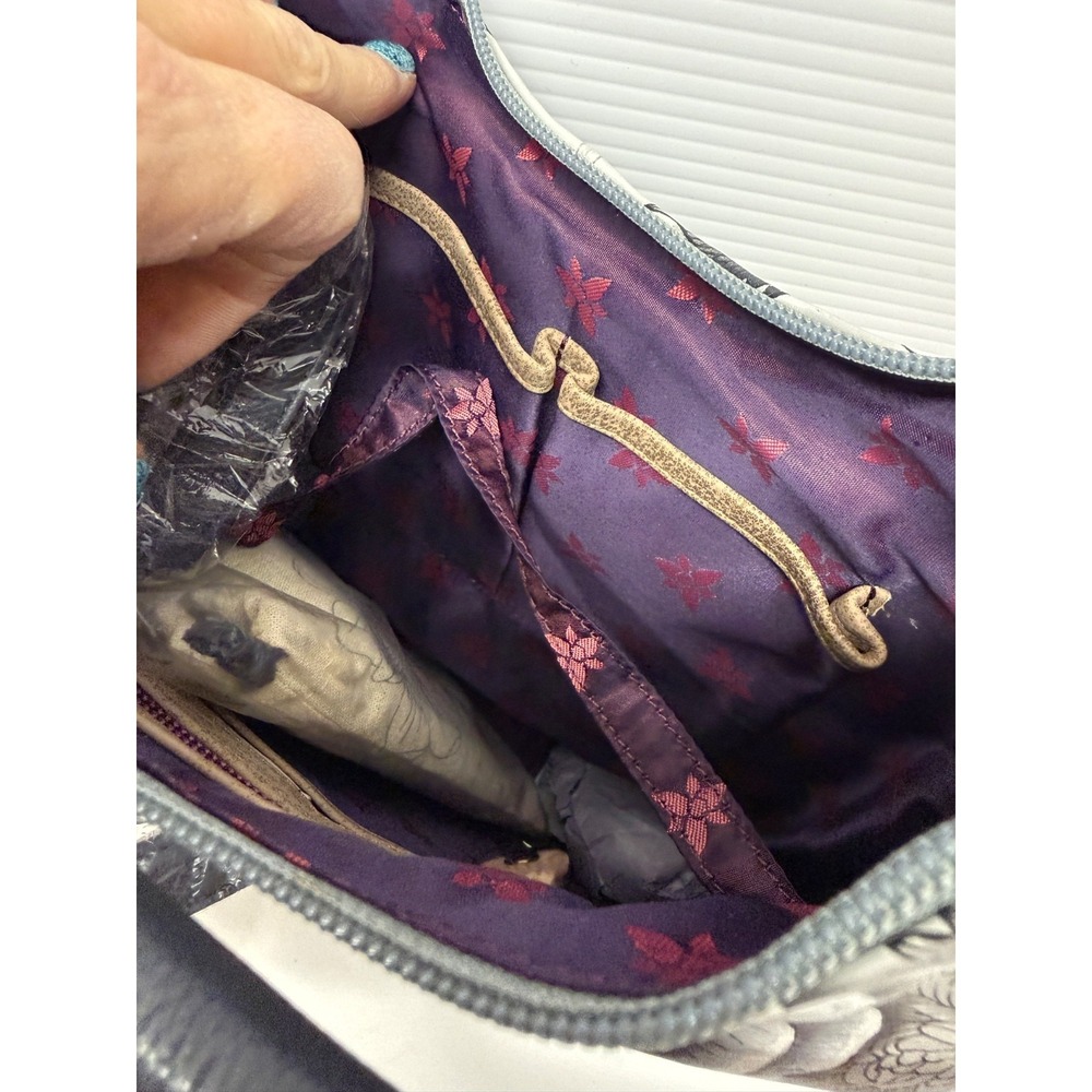 Anuschka Hand-Painted Leather Hobo PURSE w/ Coin Pouch $299.00 GUARDIAN ANGEL - Picture 11 of 13